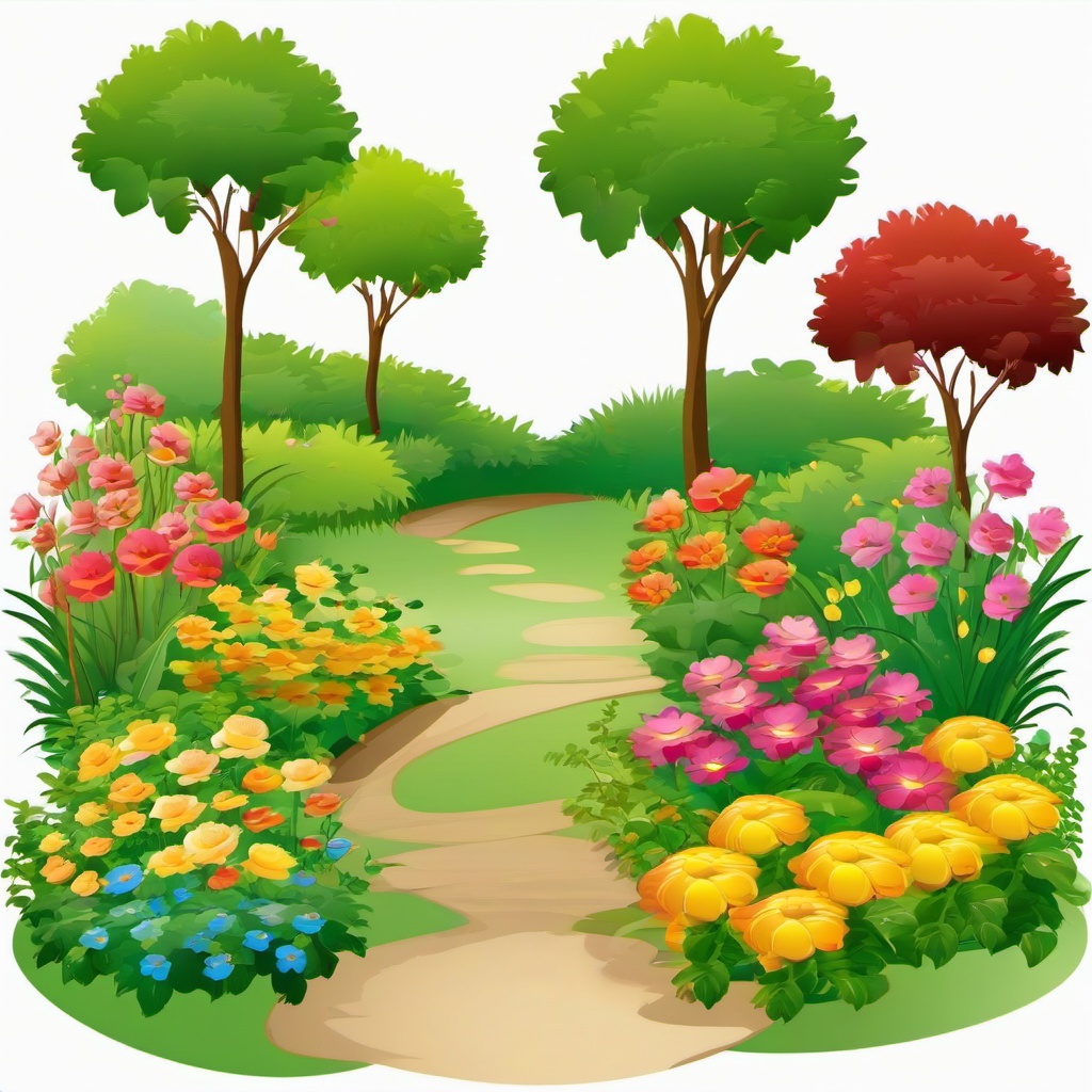 Garden clipart - garden with a pathway  clipart