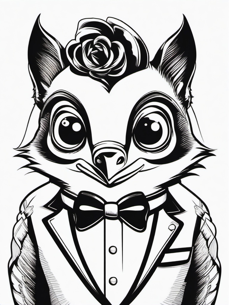 Penguin Coloring Pages - Penguin wearing a bow tie at a fancy event  simple coloring pages