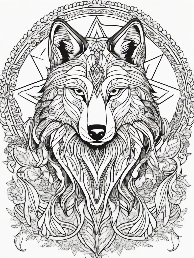 Wolf Coloring Pages - Wolf depicted as a spirit animal  simple coloring pages