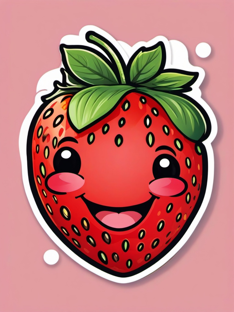 Smiling Strawberry sticker- Berrylicious Happiness, , color sticker vector art