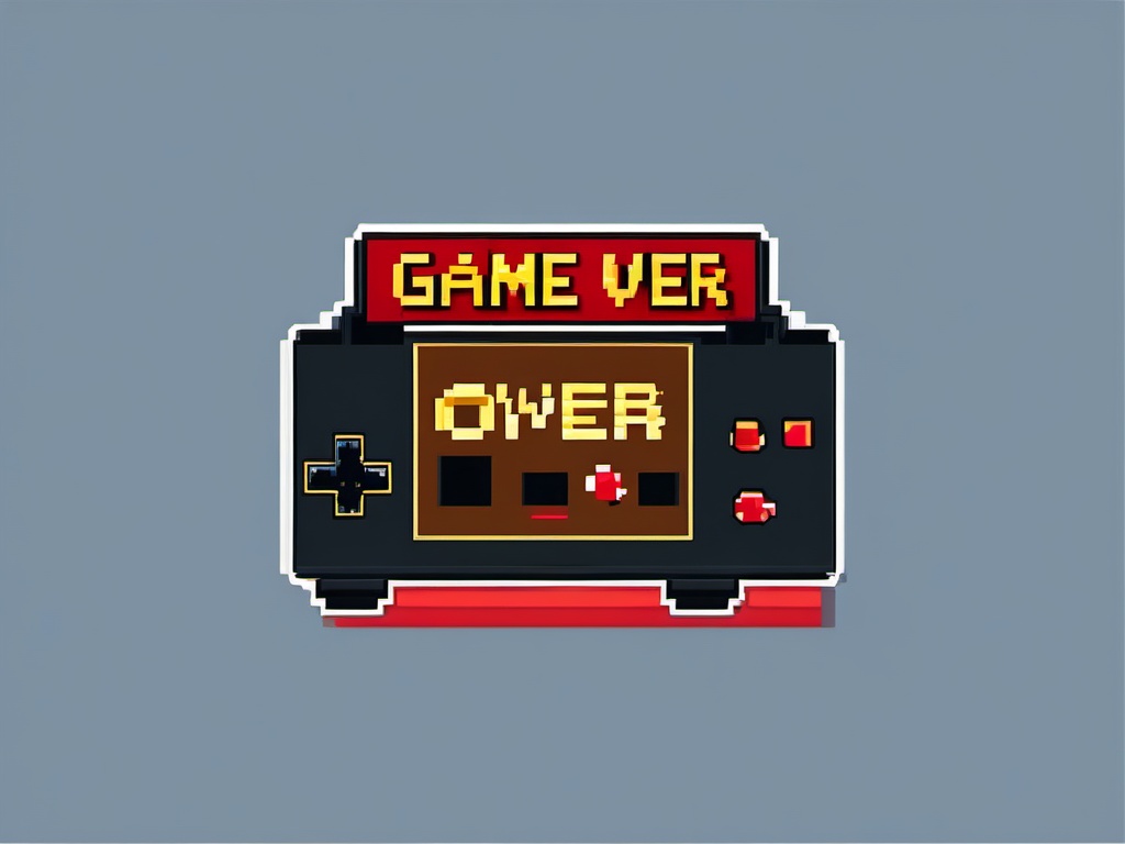 Game over pixel art sticker- Retro gaming defeat, , sticker vector art, minimalist design