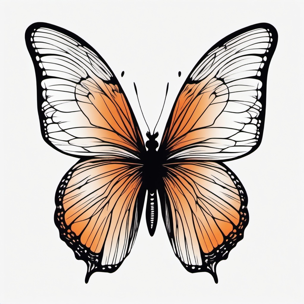 butterfly tattoo silhouette  simple color tattoo, minimal, white background