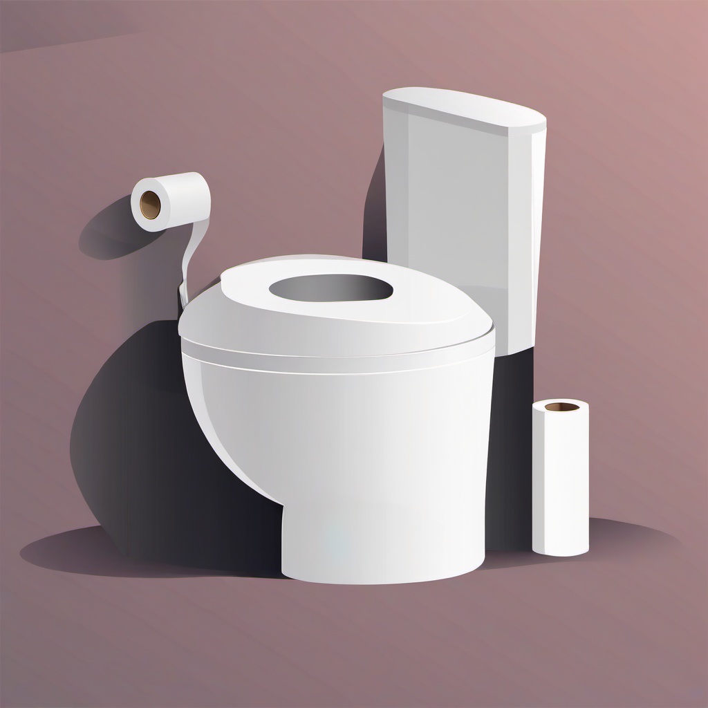 Toilet clipart - toilet paper roll next to a modern toilet  color,minimalist,vector clipart