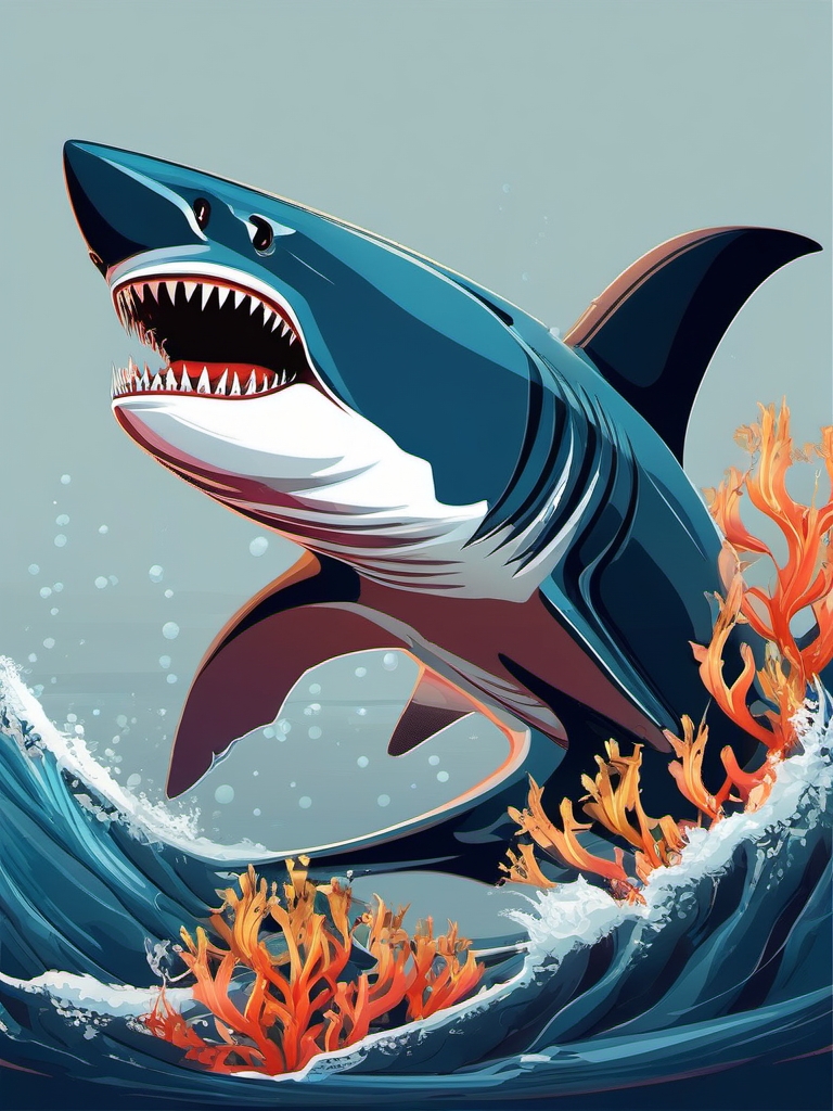 Shark - A fearsome predator of the deep ocean.  color vector clipart