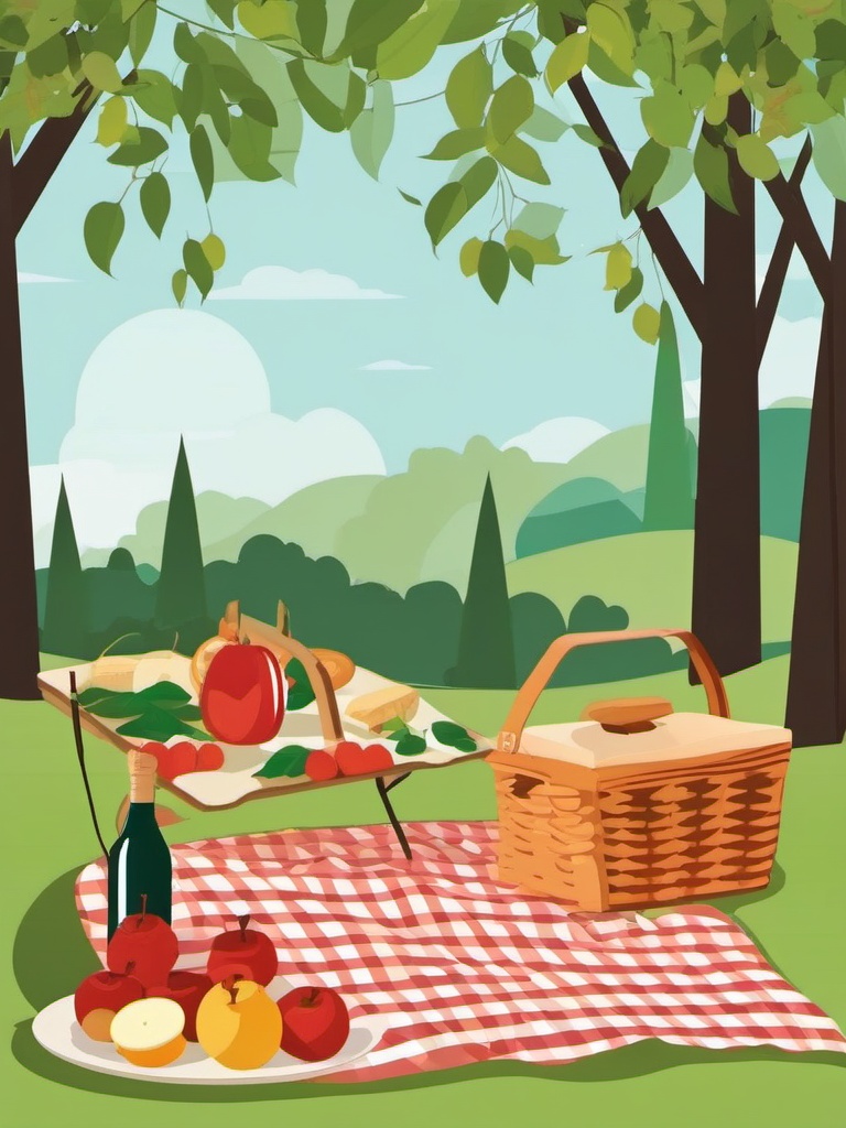 Picnic in Nature clipart - Picnic amidst nature's beauty, ,vector color clipart,minimal