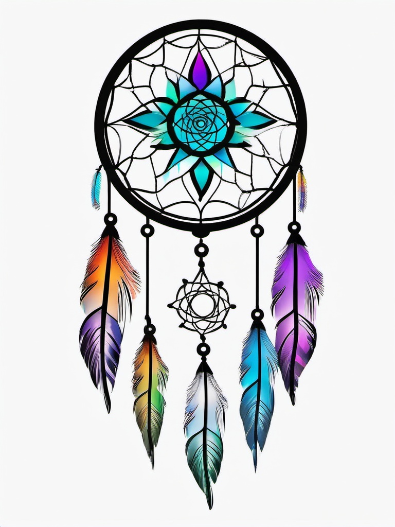 Chakra Dream Catcher Tattoo - Tattoo combining a dream catcher with chakra symbols.  simple vector tattoo,minimalist,white background