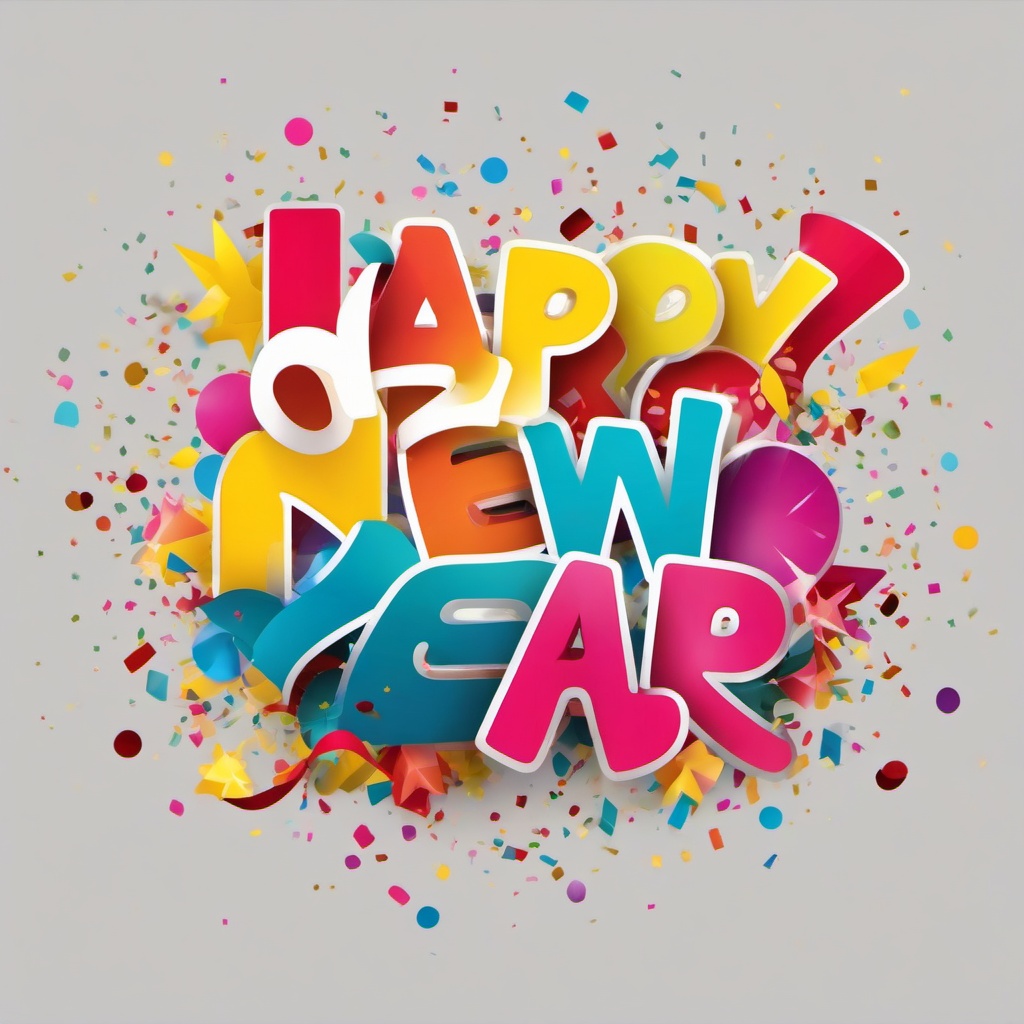 Happy New Year clipart - New Year celebration with confetti  