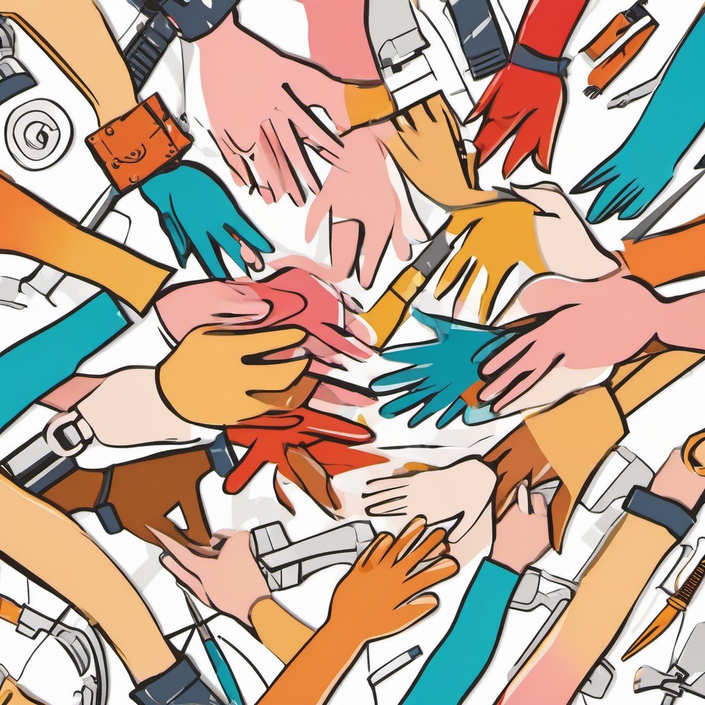 Hands clipart - hands working together to build something  