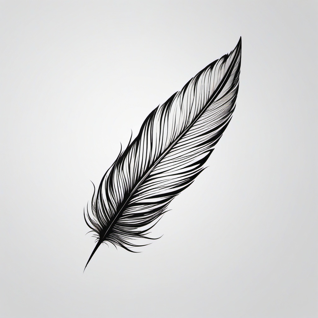 Feather Hip Tattoo - Tattoo specifically placed on the hip, featuring a feather.  simple vector tattoo,minimalist,white background