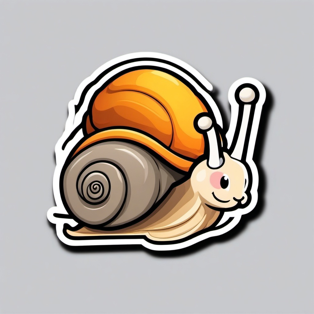 Snail Sticker - Adorable snail character, ,vector color sticker art,minimal