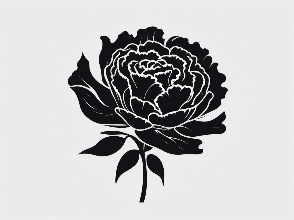 Carnation Tattoo Black,Bold and stylish statement in a black carnation tattoo, emphasizing the beauty of the flower's silhouette.  simple color tattoo,minimal vector art,white background