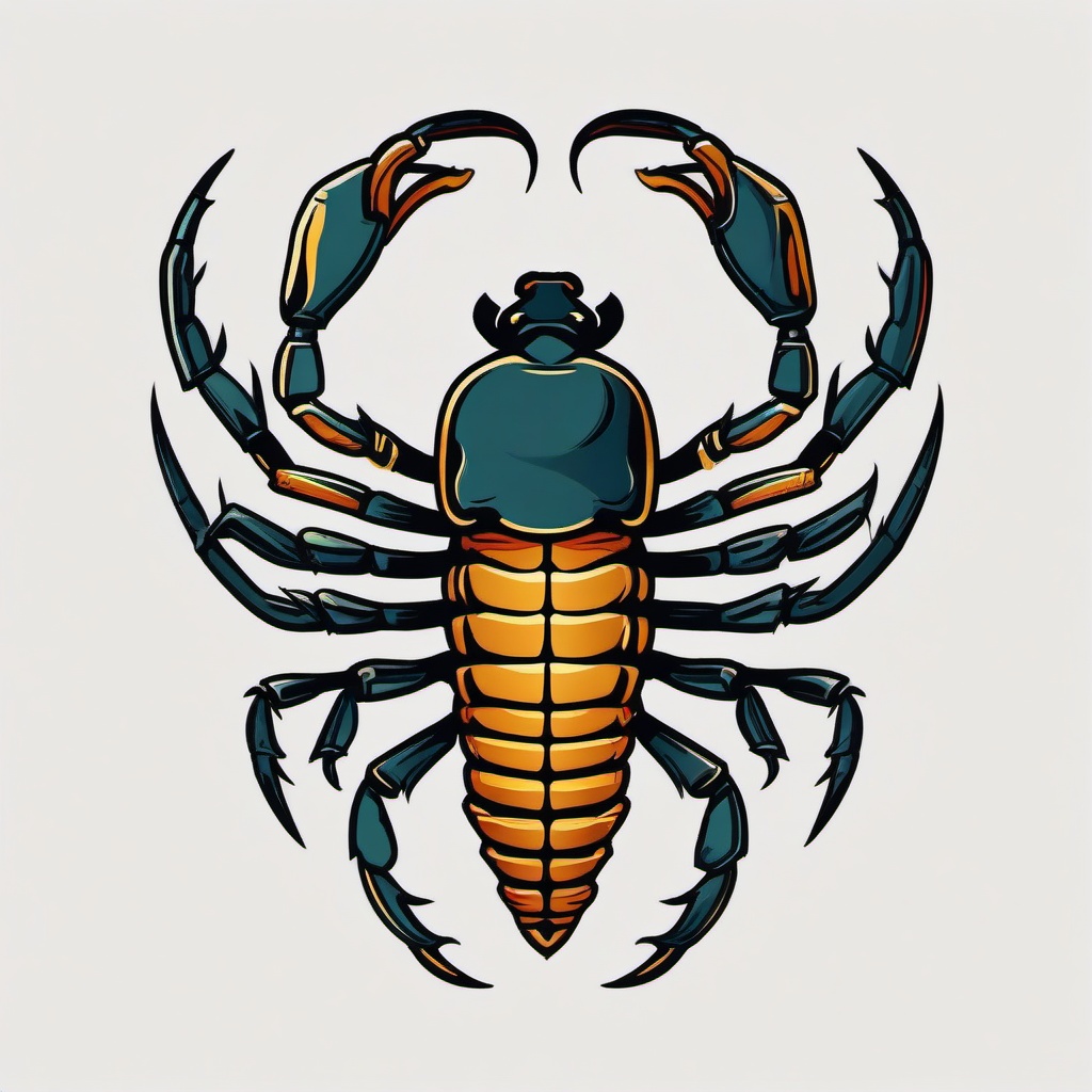 American Traditional Tattoo Scorpion - Infuse traditional tattoo elements into your scorpion ink for a timeless and iconic look.  simple vector color tattoo,minimal,white background