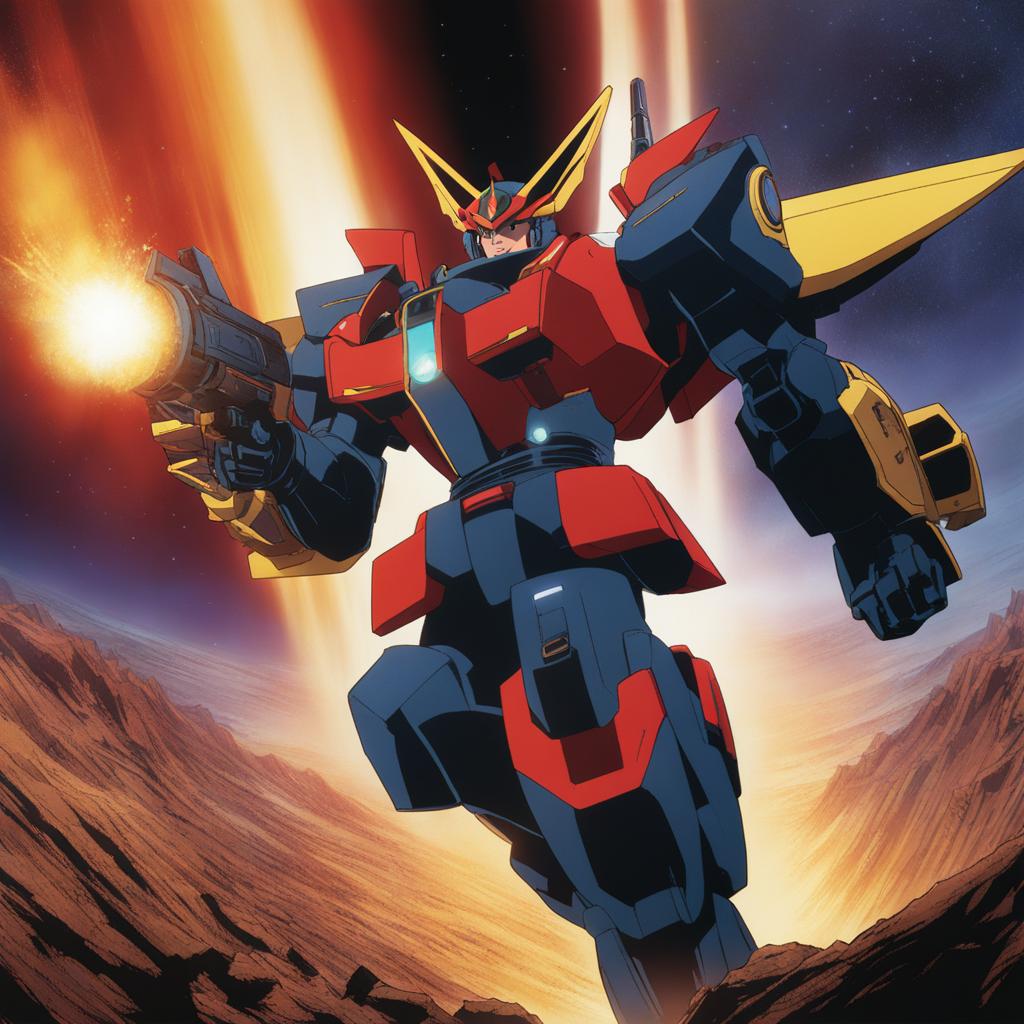 simon pilots the lagann mecha, drilling through the earth's crust in a subterranean battle. 