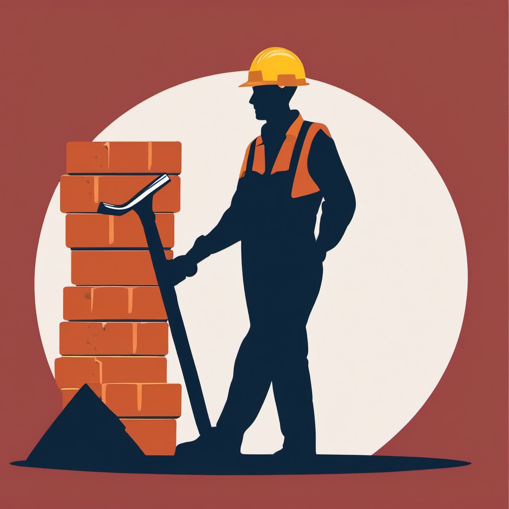 Worker with Sledgehammer clipart - A worker using a sledgehammer., ,vector color clipart,minimal