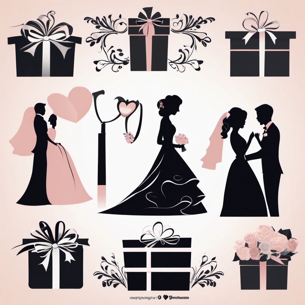 Wedding Gifts clipart - Wedding gifts for the couple, ,vector color clipart,minimal