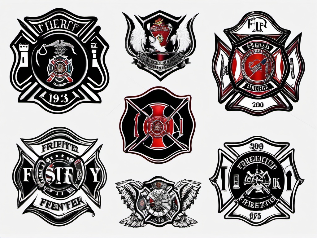 best firefighter tattoos  simple color tattoo,white background