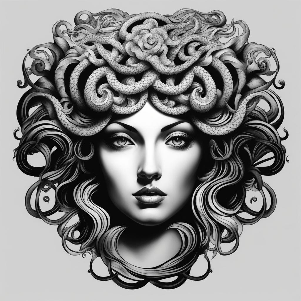 medusa tattoo design black and white 