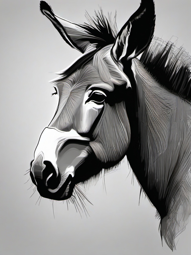 sketch of a donkey  minimal rough sketch scribbles,doodles,black and white