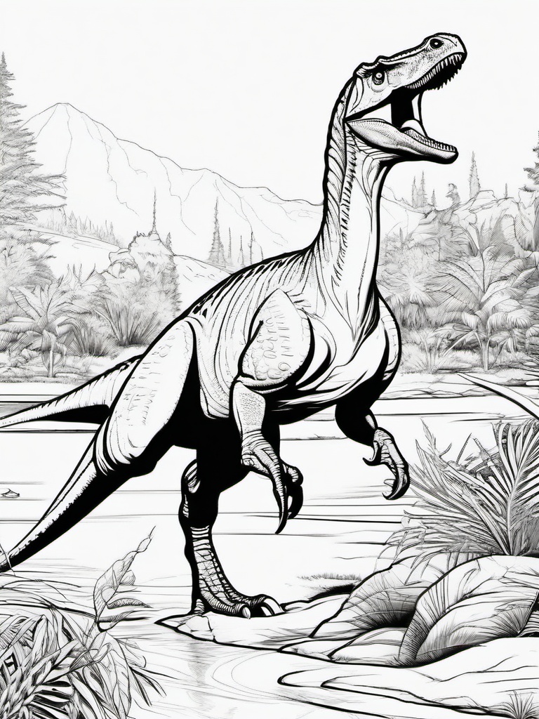 Dinosaur Coloring Pages - Suchomimus Hunting  simple coloring pages