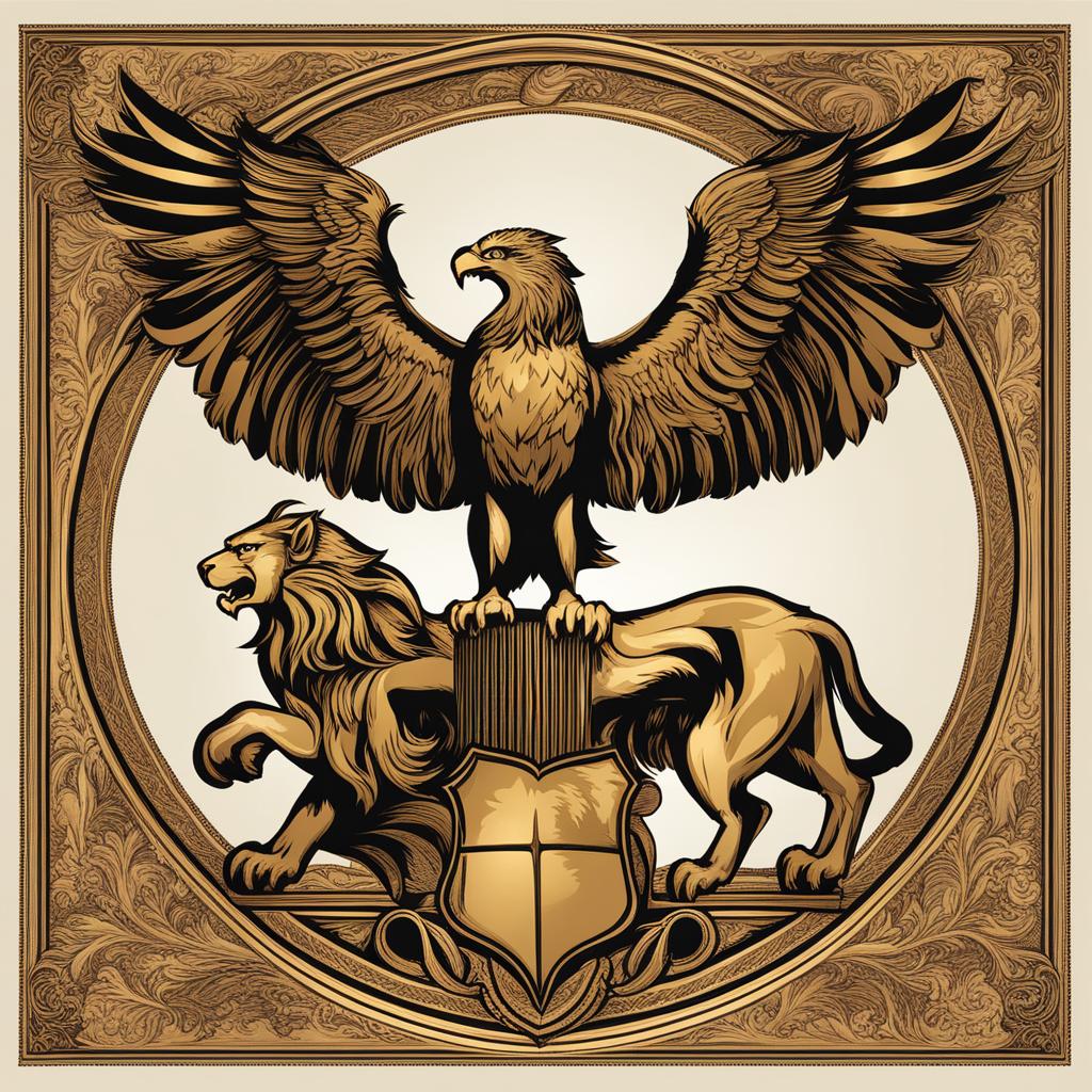 gryphon clipart - a regal gryphon with the body of a lion and an eagle's head. 