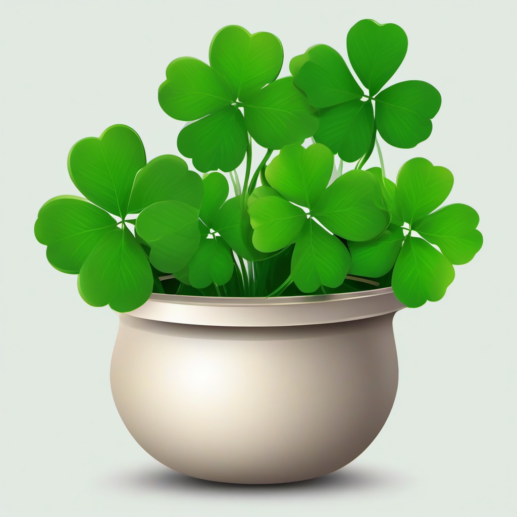 Four Leaf Clover clipart - four-leaf clover in a pot for good luck  