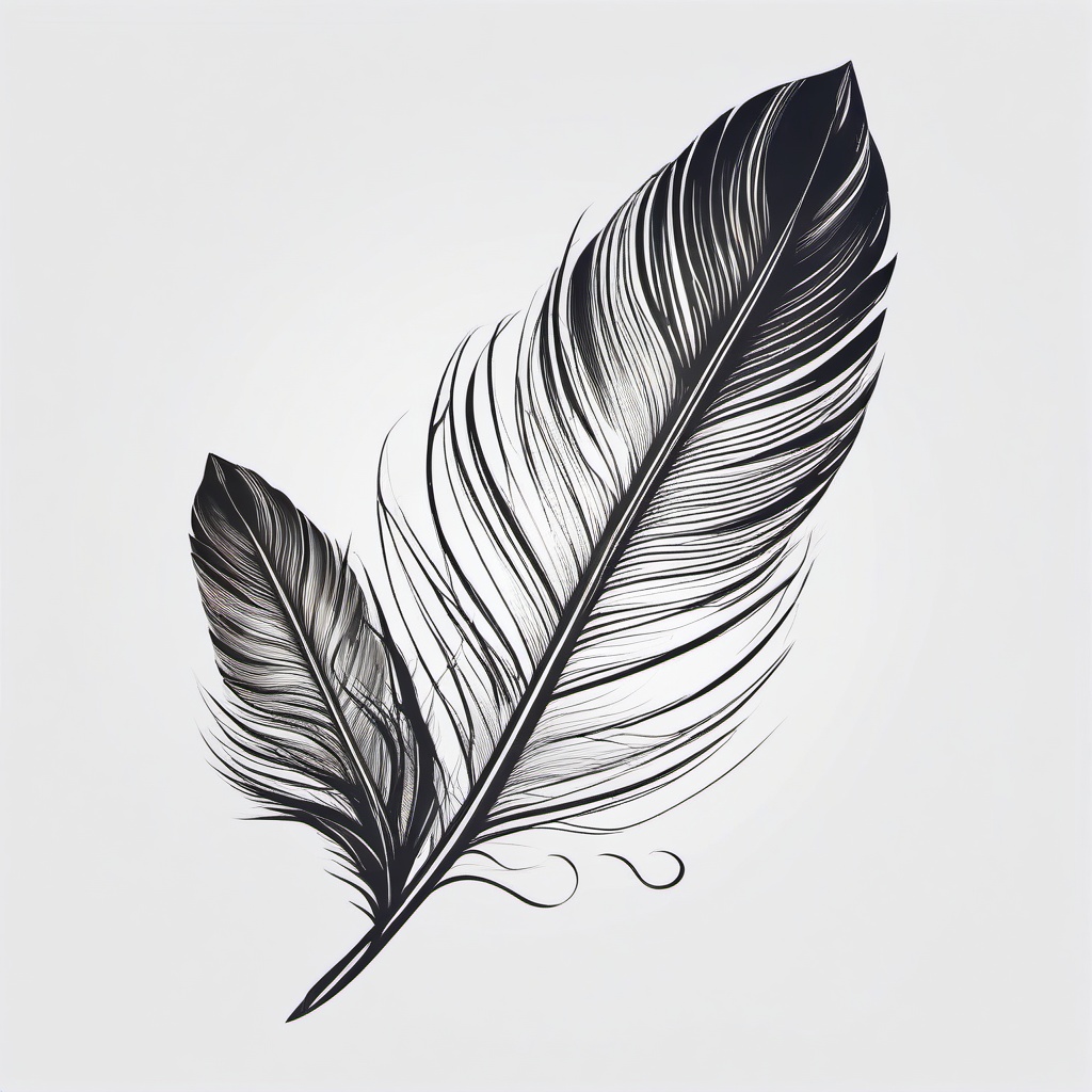 Feather Flower Tattoo - Combination of a feather and flower.  simple vector tattoo,minimalist,white background