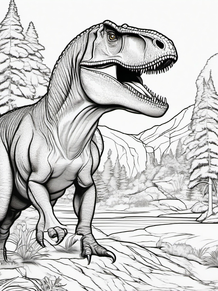 Tarbosaurus Coloring Pages - Close Relative of T-Rex  black outline printable coloring page