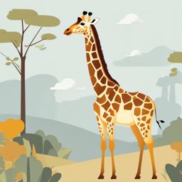 Giraffe clipart - Tallest land animal with a long neck and spotted coat, ,vector color clipart,minimal