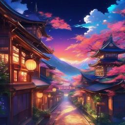 Anime Magic, Transporting You to Anime Worlds with Anime Scenery Background wallpaper splash art, vibrant colors, intricate patterns