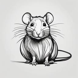 easy drawing of rat  minimal rough sketch scribbles,doodles,black and white