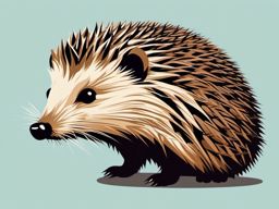 European Hedgehog Clip Art - European hedgehog with prickly spines,  color vector clipart, minimal style