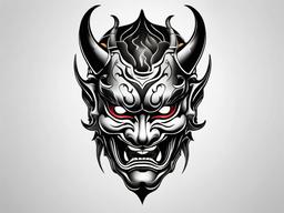 black hannya mask tattoo design  simple color tattoo,white background,minimal