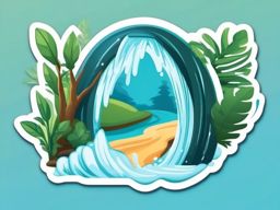 Waterfall Cascading Emoji Sticker - Rushing waters in a serene cascade, , sticker vector art, minimalist design