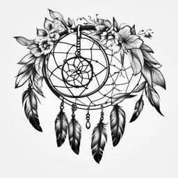 Dream Catcher Memorial Tattoo - Tattoo serving as a memorial and featuring a dream catcher.  simple vector tattoo,minimalist,white background