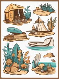 Beachcombing Discovery clipart - Discovering seashore wonders, ,vector color clipart,minimal