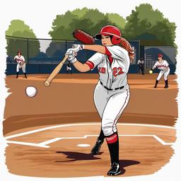 Softball clipart - softball being pitched towards home plate  