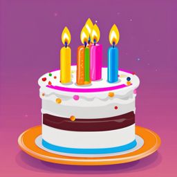 Birthday Cake clipart - Colorful birthday cake with candles, ,vector color clipart,minimal