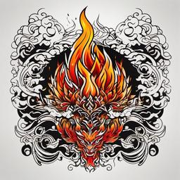 fire japanese tattoo  simple color tattoo,white background