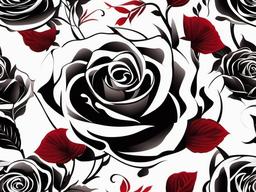 White Black And Red Background-Elegant white background with black and red rose illustrations  background wallpaper