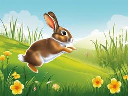 Bunny clipart - bunny hopping through a meadow  