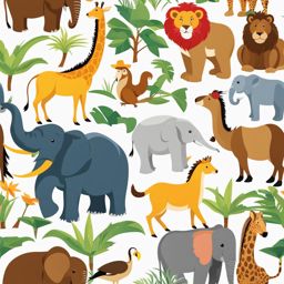 zoo clipart - an animated zoo scene, teeming with creatures from around the world, as visitors marvel 