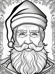 Santa with a Christmas Hat Coloring Pages - Jolly Santa in His Signature Hat  minimal black outline printable sheet, coloring page