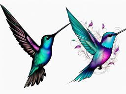 fairy hummingbird tattoo  simple color tattoo style,white background