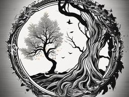 black and white tree tattoo  simple vector color tattoo