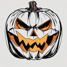 Scary Pumpkin Tattoo - Tattoo featuring a scary or menacing pumpkin design.  simple color tattoo,minimalist,white background