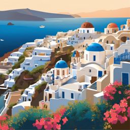 Santorini clipart - Stunning Greek island in the Aegean Sea, ,color clipart vector style