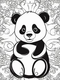 Panda Coloring Pages - Panda with a friendly expression and twinkling eyes  simple coloring pages