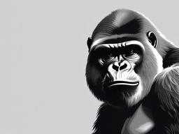 Gorilla cartoon  minimal, white background