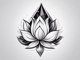 Crystal Tattoo-Lotus flower emerging from a crystal, symbolizing purity and enlightenment. Colored tattoo designs, minimalist, white background.  color tattoo style, minimalist, white background