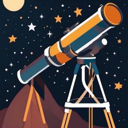 Telescope Clipart - A powerful telescope pointed at distant stars and galaxies.  color clipart, minimalist, vector art, 